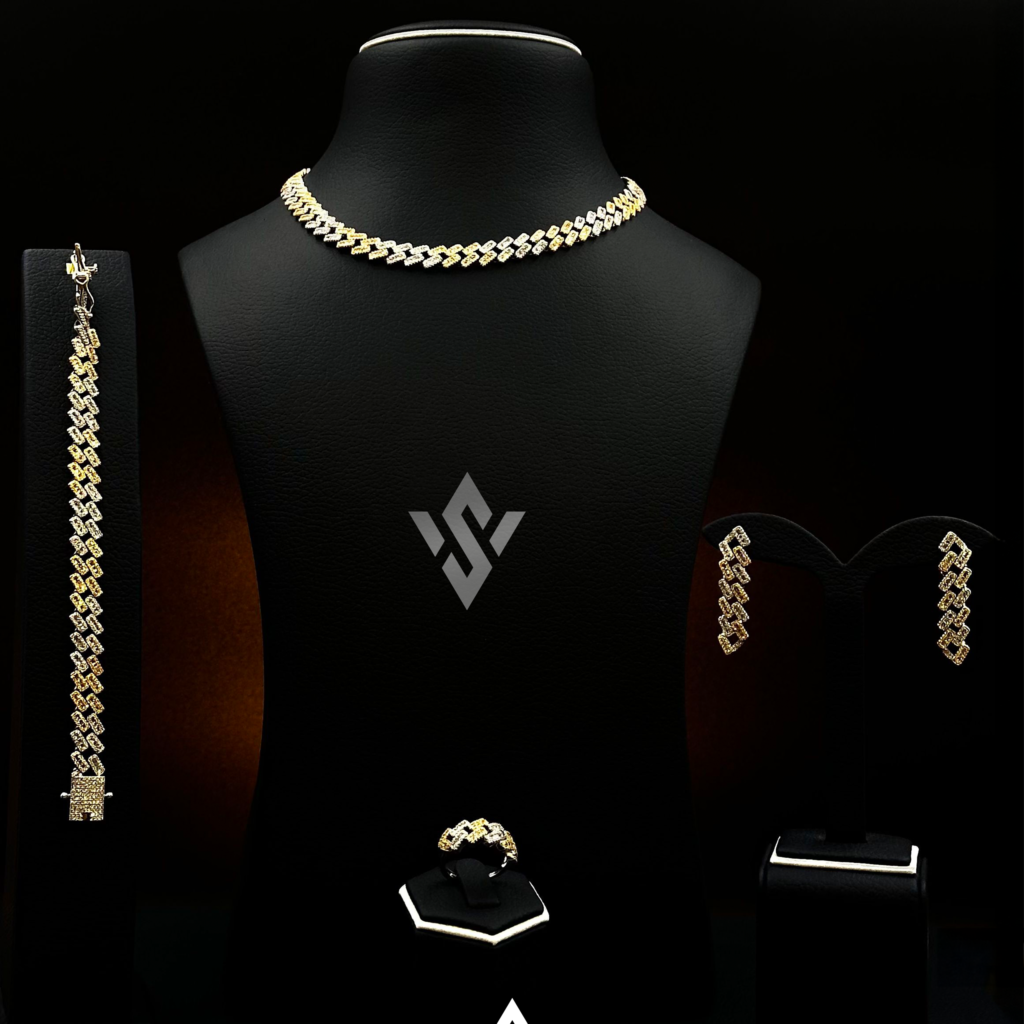 طقم اكسسوارات نسائي بلاتينيوم مطلي بالذهب فاخر