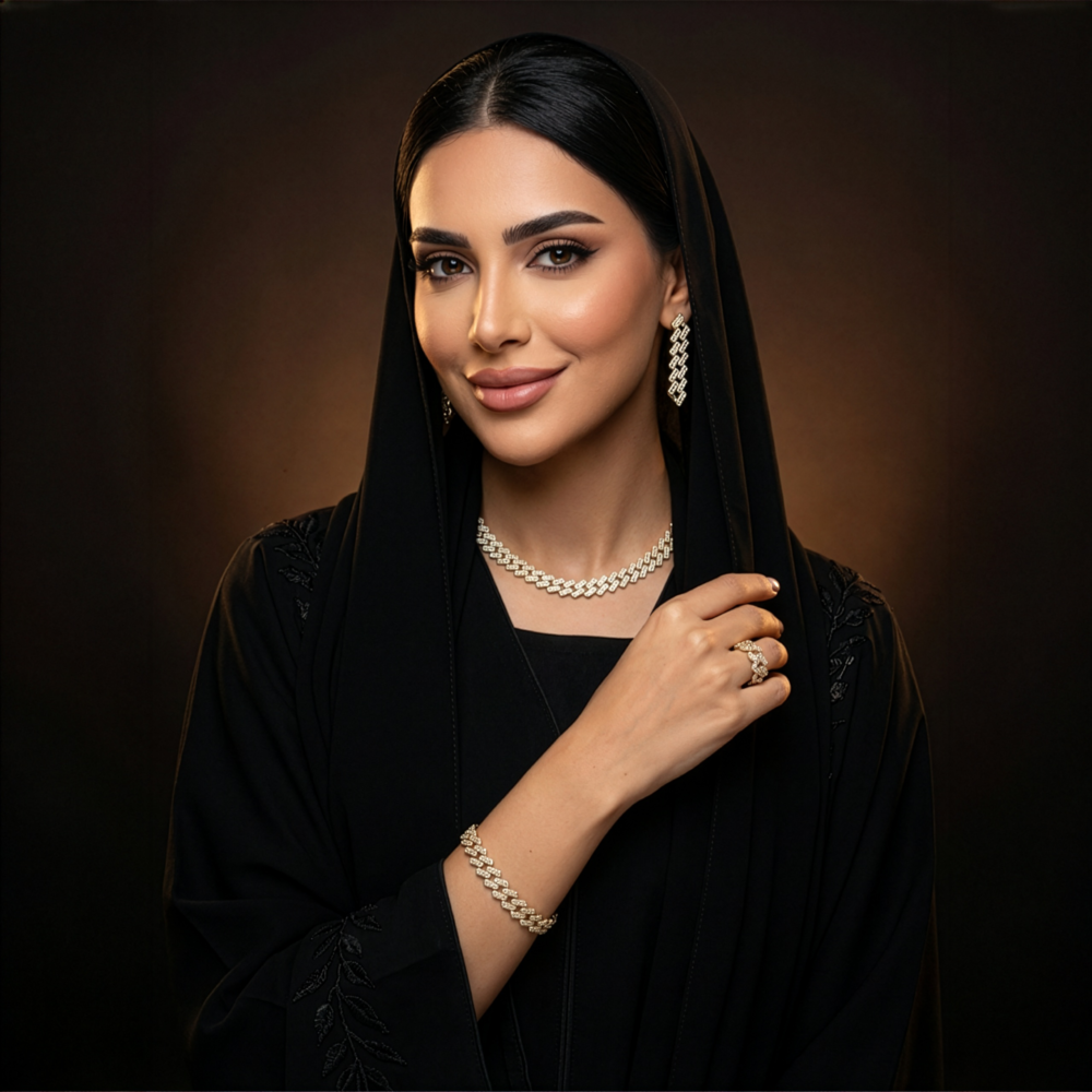 طقم اكسسوارات نسائي بلاتينيوم مطلي بالذهب فاخر